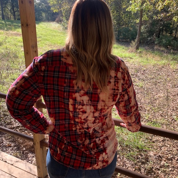 Distressed Acid Washed Flannel Button up shirts - Picture 3 of 3